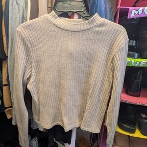 *Forever 21 Ribbed Long Sleeve Top - Beige